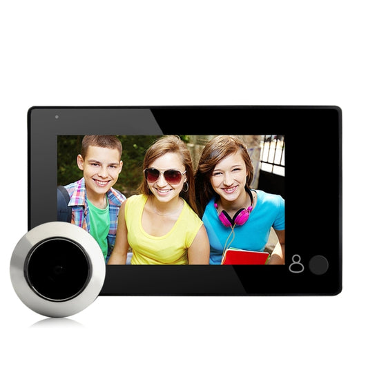 Black 4.3-inch door peephole security camera screen with gray circular lens