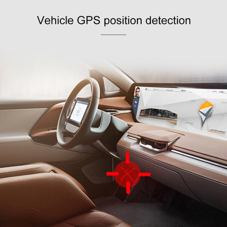 Vehicle GPS position detector device with glowing indicator in car interior