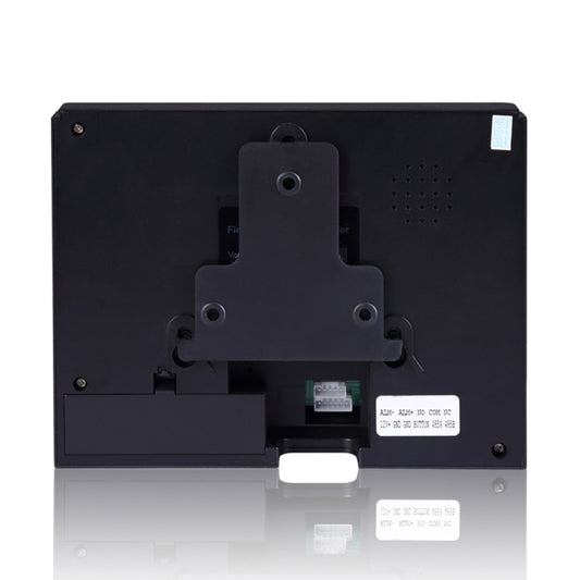 Fingerprint time attendance device back panel with mounting bracket and interface ports.