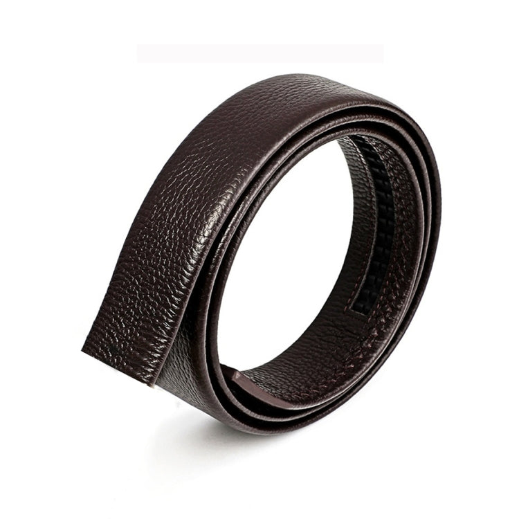 Brown cow leather belt, rolled close-up showing inner lining and stitched edge