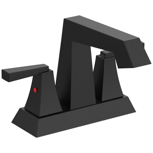 Matte black 2-handle bathroom sink faucet with arch spout and deck-mounted controls