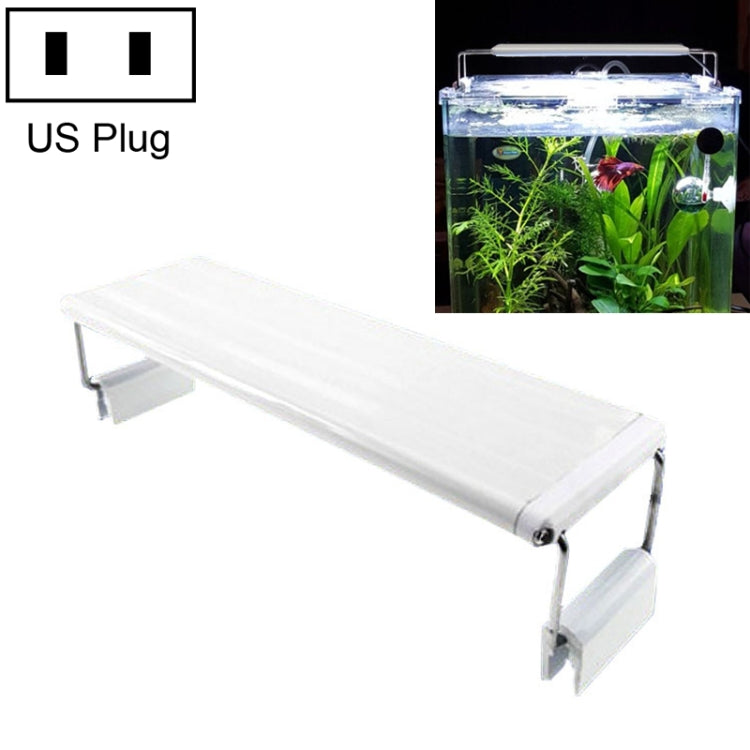 White aquarium LED light bar with metal bracket mount and US plug