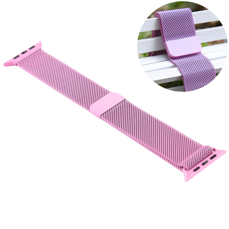 Pink magnetic nylon watch band with perforated texture and rectangular clasp