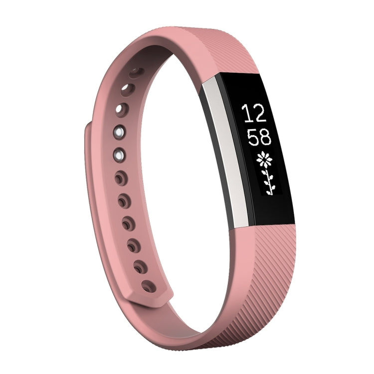 Pink textured silicone watch band with pin-hole strap and clasp, large size