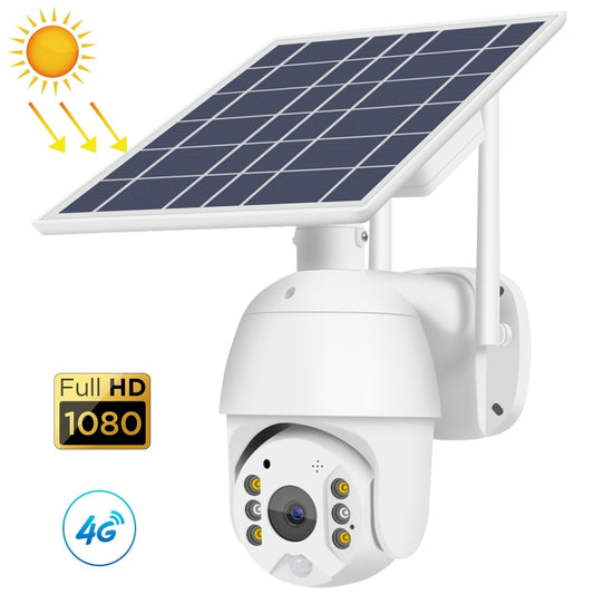 Solar-powered security camera with dome lens and black solar panel