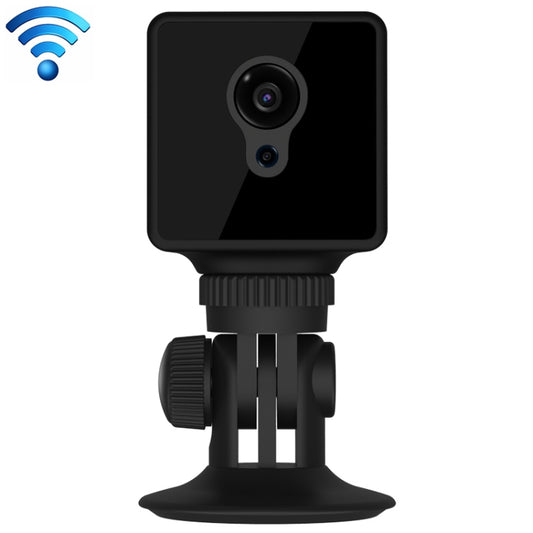 Wireless surveillance camera with lens, black housing, and adjustable wall mount base
