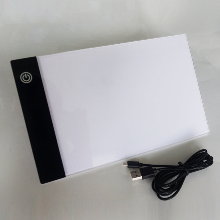 A5 acrylic LED tracing light pad with USB power cable, bright white panel