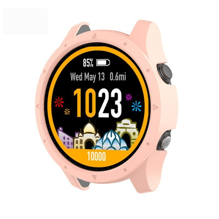 PC protective watch case for Garmin Forerunner 935, light pink with textured bezel and buttons