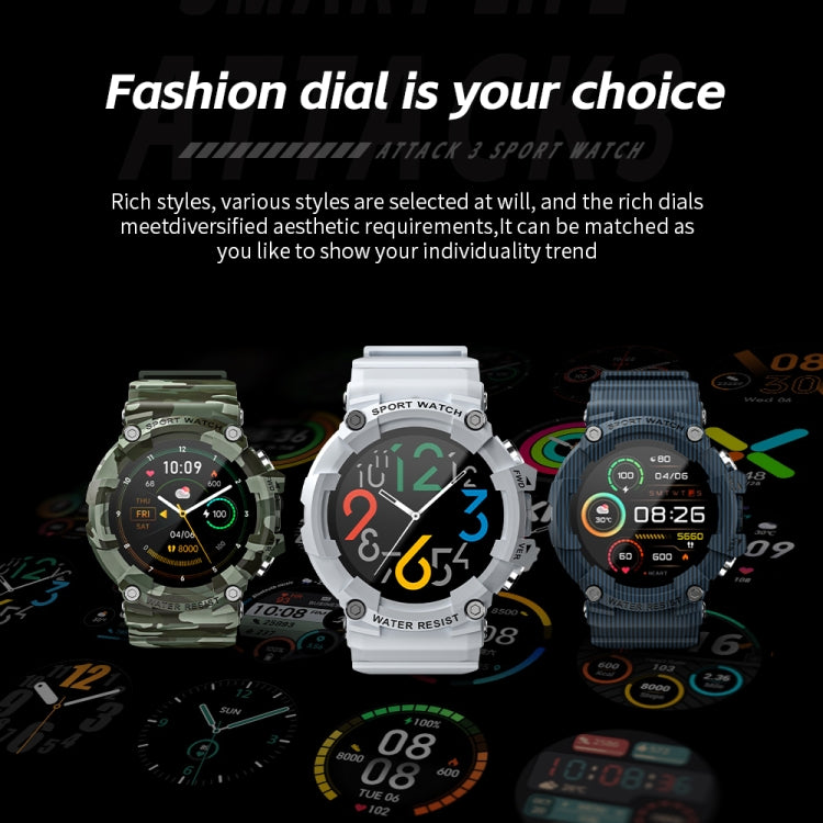 Sports fitness smart watch set with three round dials and different colored straps