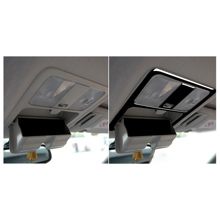 Reading light decorative sticker before-and-after on car interior ceiling
