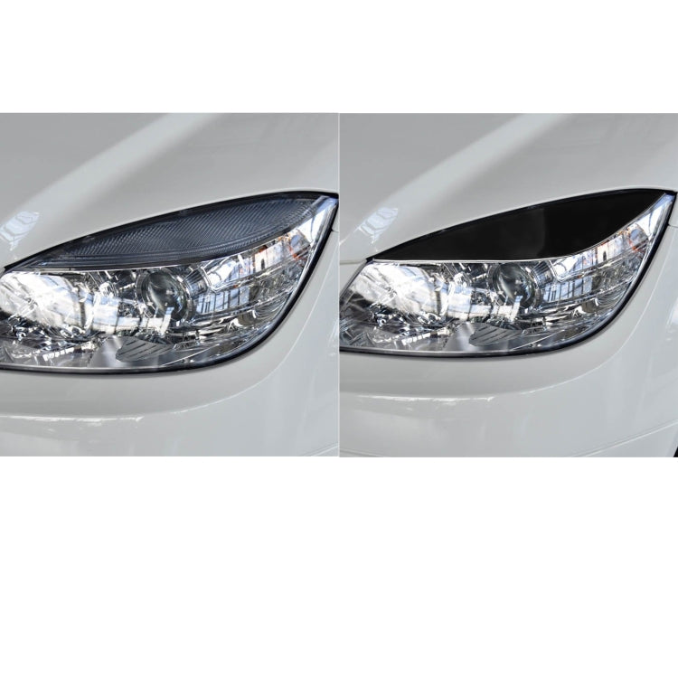 Two-view display of black ABS light eyebrows fitted to headlight
