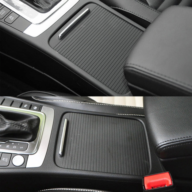 Black car center console cup holder cover trim installed with silver grip insert
