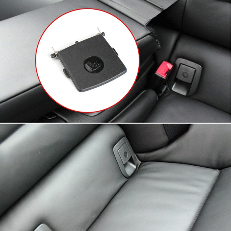 Car child safety seat ISOFIX switch cover, black installed on car seat buckle area