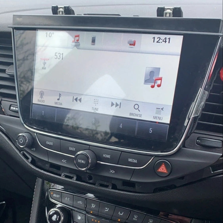 Car dashboard infotainment touchscreen display with black bezel