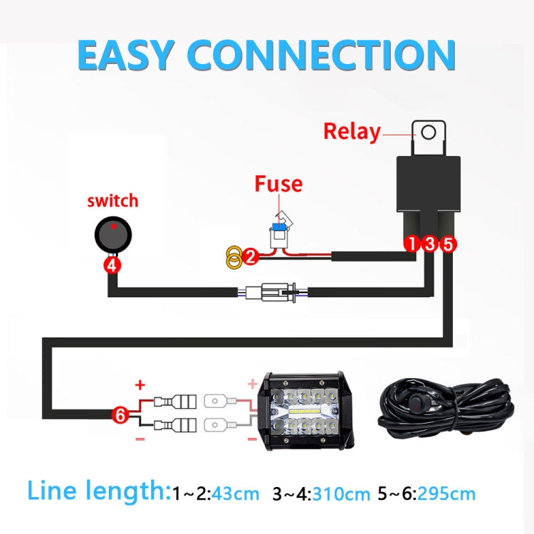 D0034 Off-road Vehicle 300W Round Waterproof Switch Light Wiring Harness, D0034