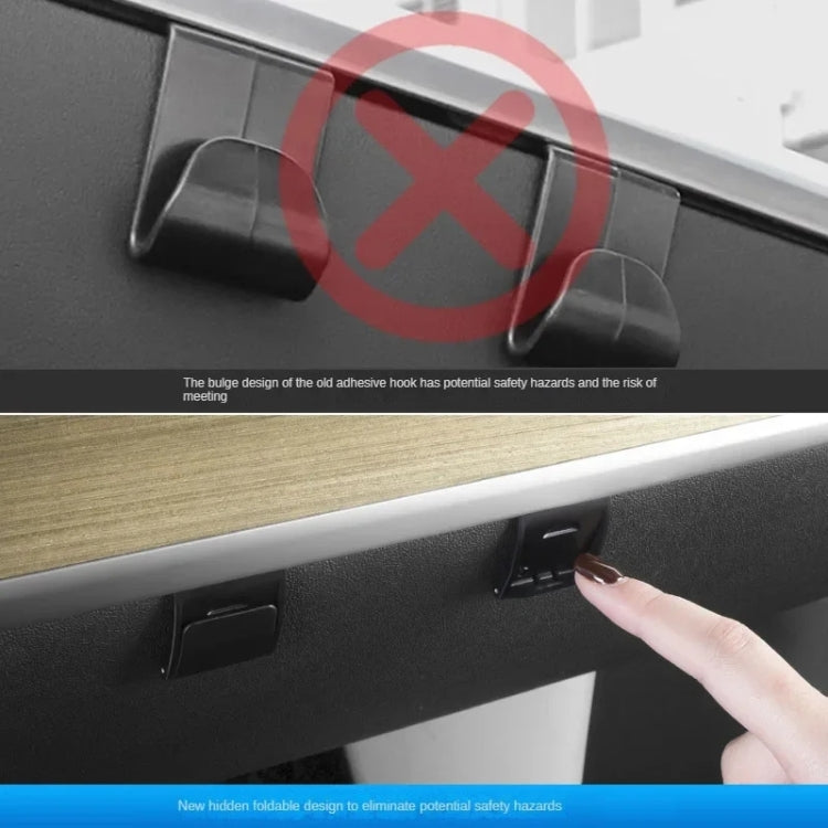 Hand installing a new foldable hidden glove box hook on panel