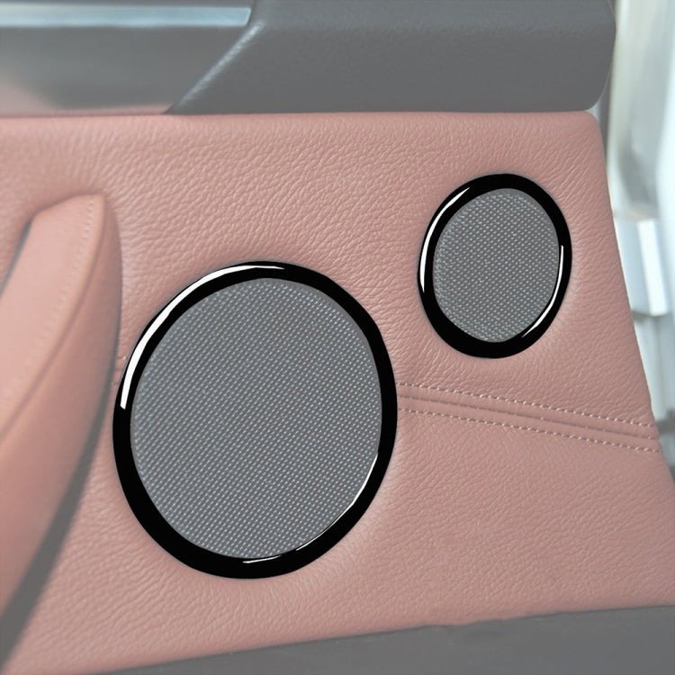 6-piece door horn ring decorative stickers, two black-rim rings on light pink door panel