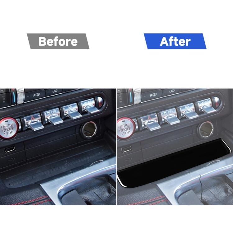 Black cup holder upper trim installed on center console with silver outline