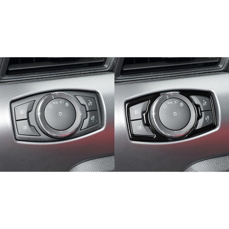 Glossy trim sticker around car light control knob