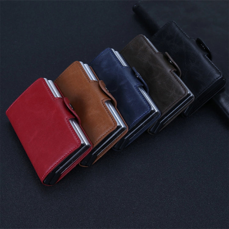 Leather RFID card wallets, multi-color view with card slots and metal clip