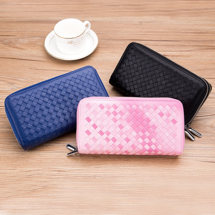 Black woven zippered wallet bag among other colored zip wallets