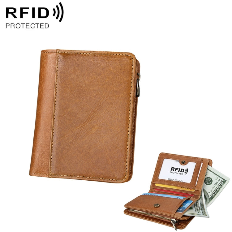 8231 Antimagnetic RFID Men Fashion Crazy Horse Textyure Genuine Leather Wallet Card Bag