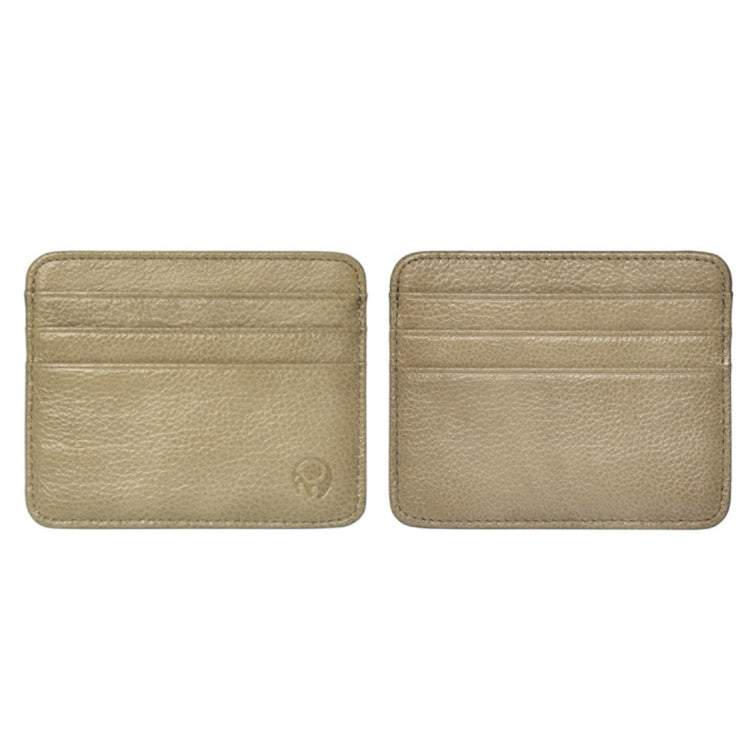 Tan cowhide leather 6-card sleeve wallet showing two card sleeve compartments