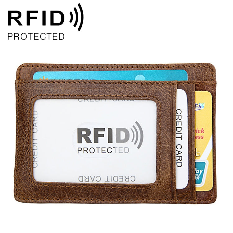 KB80 Antimagnetic RFID Crazy Horse Texture Oil Wax Leather Card Holder Wallet Billfold for Men and Women