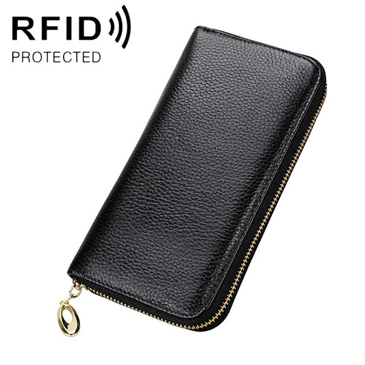 906 Antimagnetic RFID Litchi Texture Women Large Capacity Hand Wallet Purse Phone Bag with Card Slots