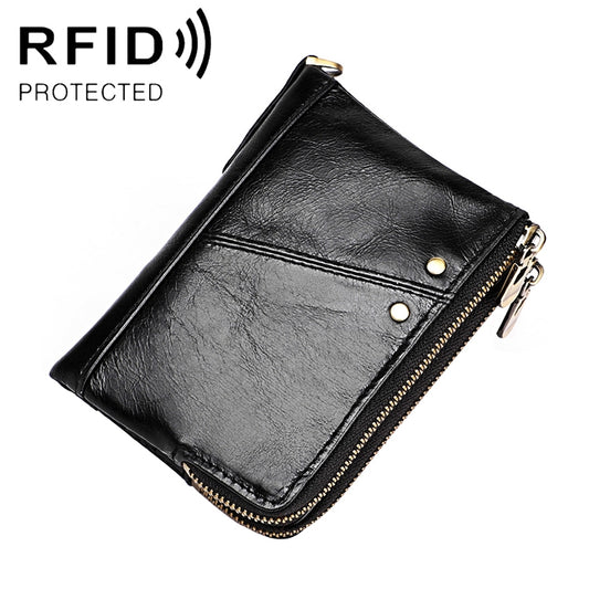3533 Antimagnetic RFID Top-grain Leather Crazy Horse Texture Men Business Leisure Wallet