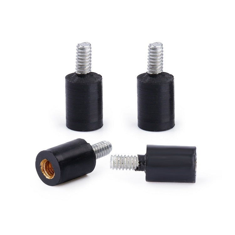 Black rubber mounting pillars with metal threaded posts, set of four