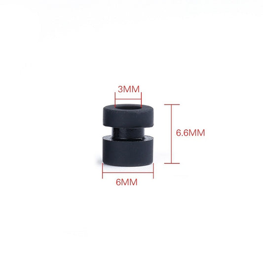 Black M3 rubber damping ball, 3mm top, 6.6mm height, 6mm base