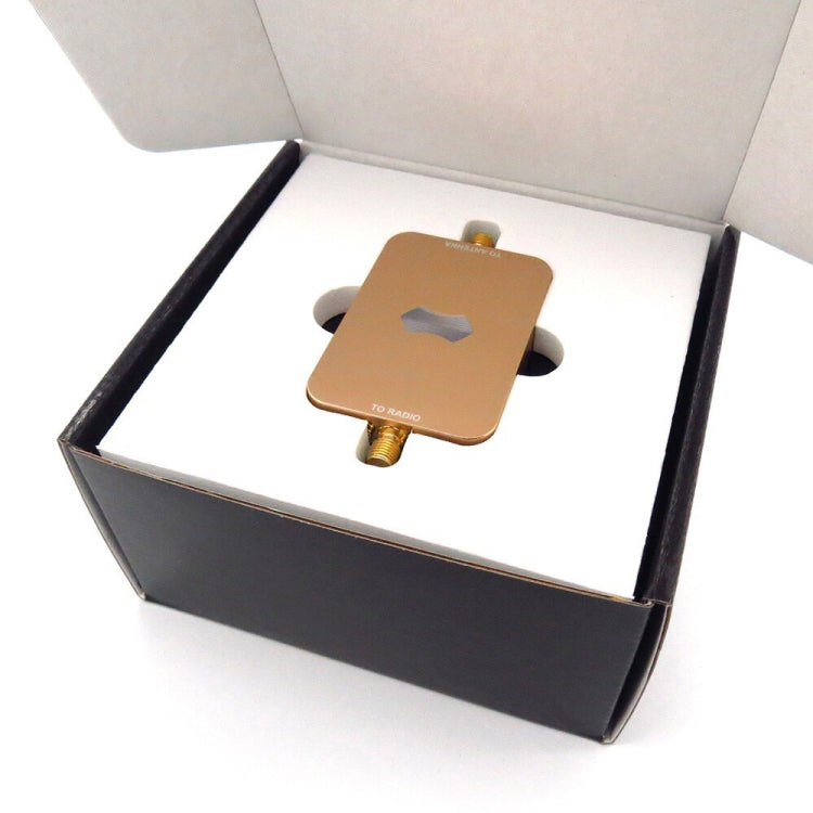 Gold signal booster amplifier in open box with molded protective insert