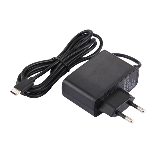 Black AC power adapter with EU plug and attached cable