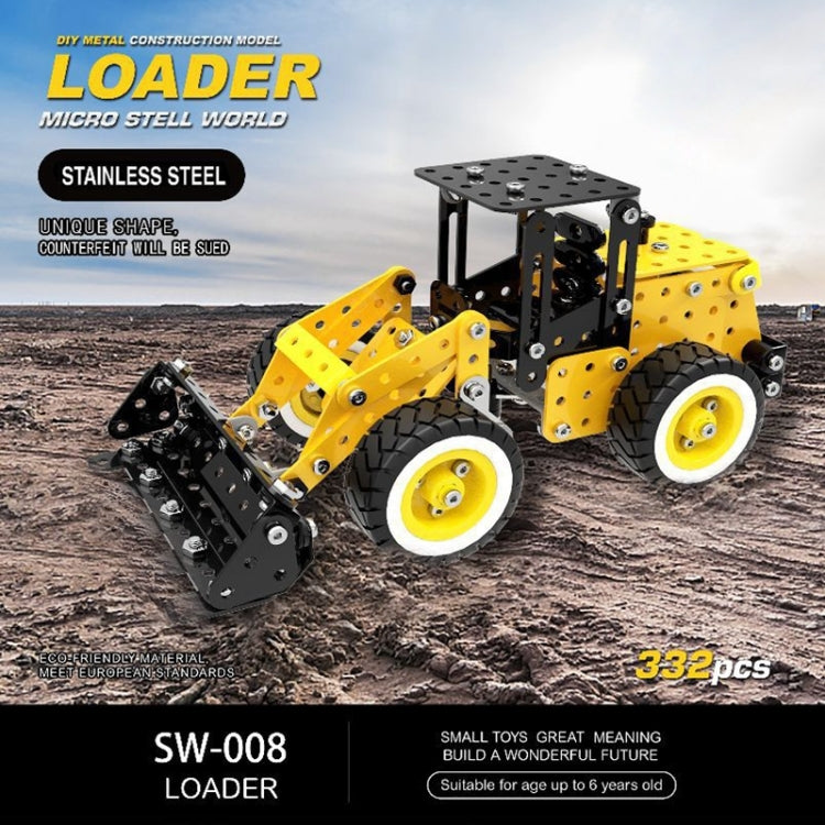 Yellow and black stainless steel loader model with front lifting attachment and 4 wheels