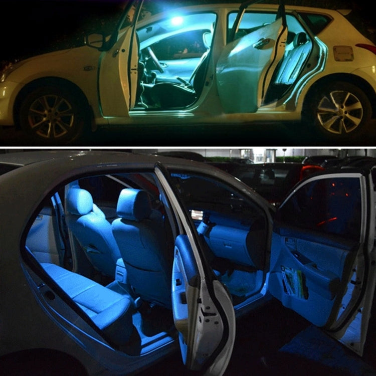 Car doors illuminated by blue LED dome reading lights