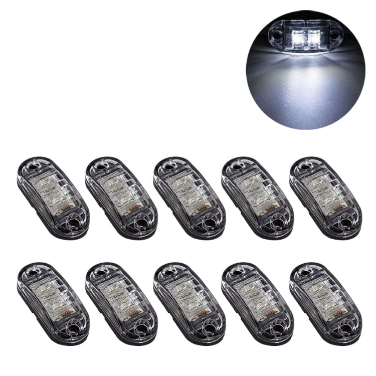 Pack of 10 clear-lens LED side marker lights in black housings, small rectangular shape