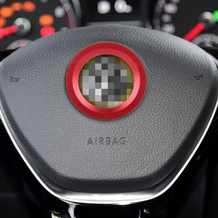 Aluminum steering wheel decoration ring in red, centered on the airbag hub