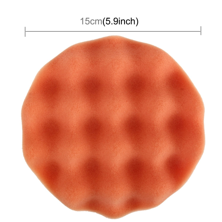 Orange round waxing sponge, 15 cm size, wavy high-density foam texture