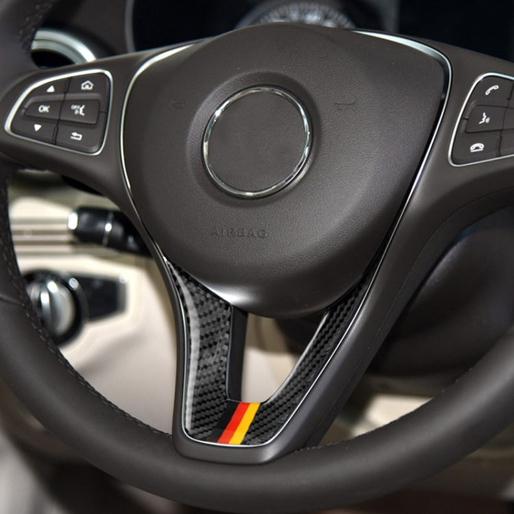 Steering wheel trim sticker, carbon fiber with German flag stripes on inner bezel