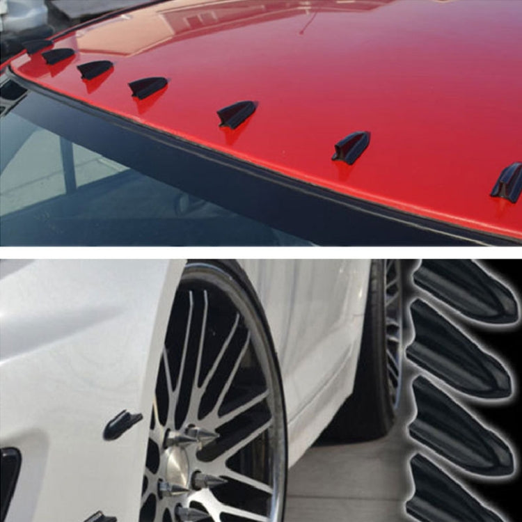 10 PCS Universal Car Carbon Fiber Texture Shark Fin Diffuser Vortex Generator Roof Spoiler, Carbon Fiber