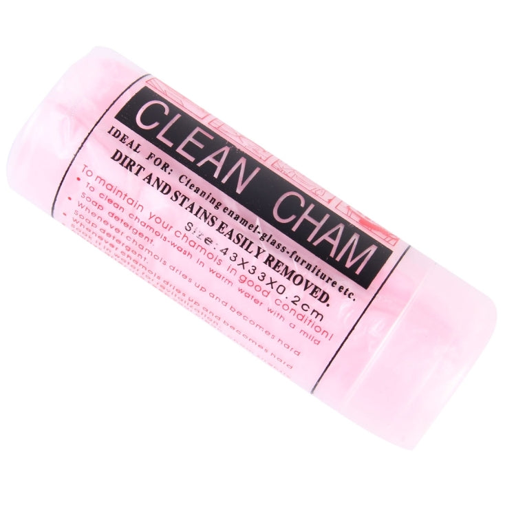 Pink CLEAN CHAM cleaning cloth roll, 66 x 43 x 0.2 cm, with label
