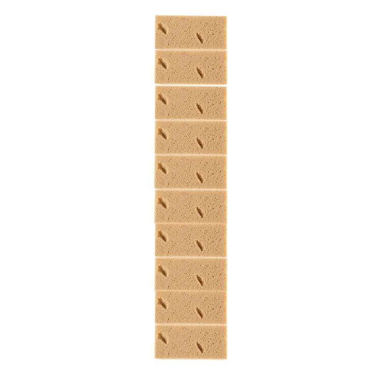 Five-piece car wash sponge pad set, brown/khaki stacked rectangles with porous texture