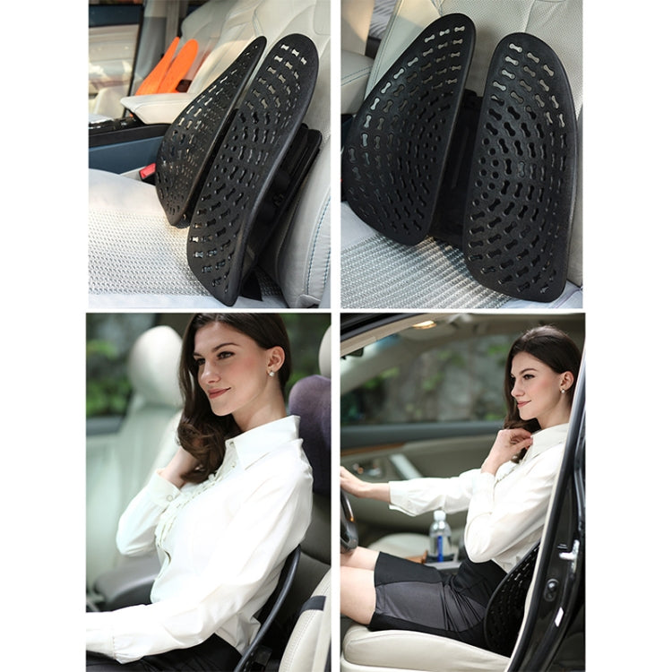 Black double-cushion lumbar support backrest pillow for car seats