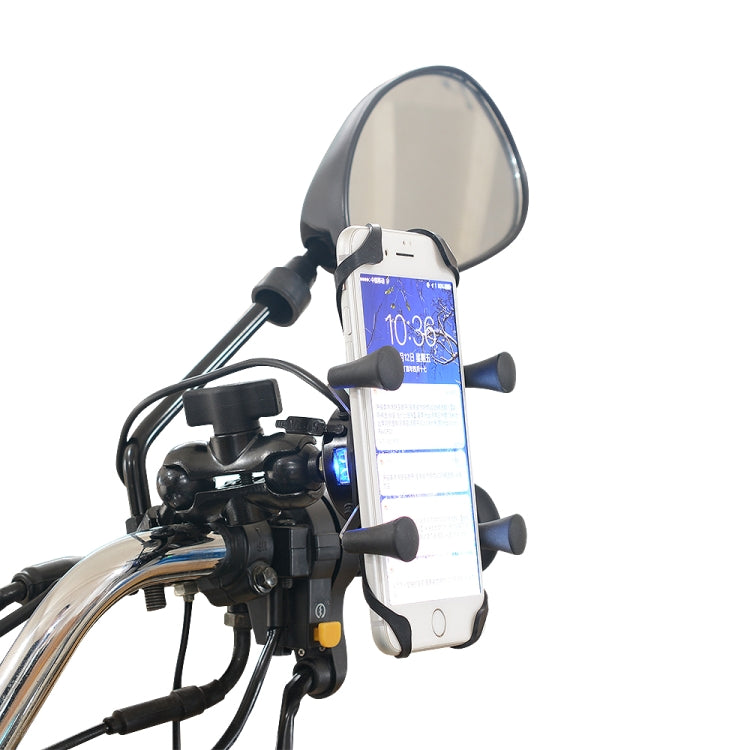 Motorcycle X Shape Aluminum Alloy Phone Bracket 5V 2.1A Phone Charger, CS-416A3