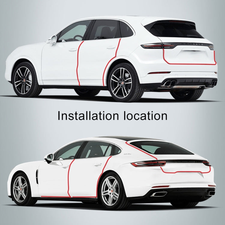 Car door tape placement diagram showing protective trim outline
