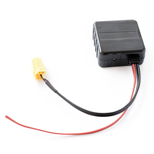 Car Bluetooth AUX adapter module with two-wire harness and yellow connector
