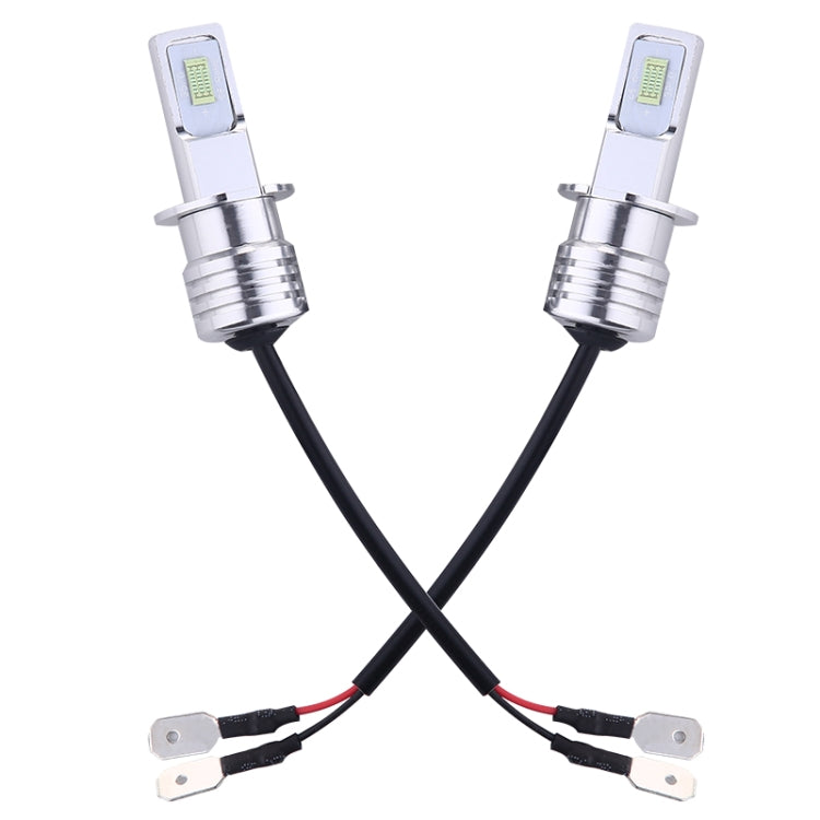 2-pack H3 LED fog light bulbs with wiring harness and rectangular LED modules