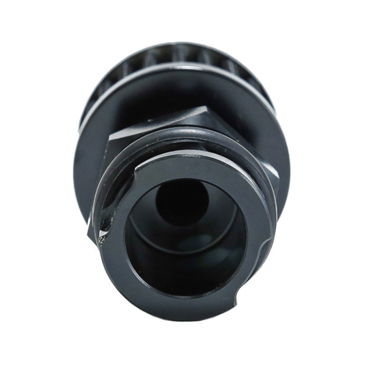Oil cap with breather, black cap housing with central opening