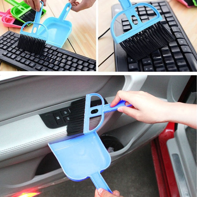 Mini Desktop Car Keyboard Sweep Cleaning Brush Small Broom Dustpan Set, 1 Set (Green), 1 Set (Blue), 1 Set (Magenta)